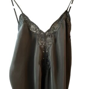 Y2K Unmentionables Black Satin Lace Slip Dress Lingerie